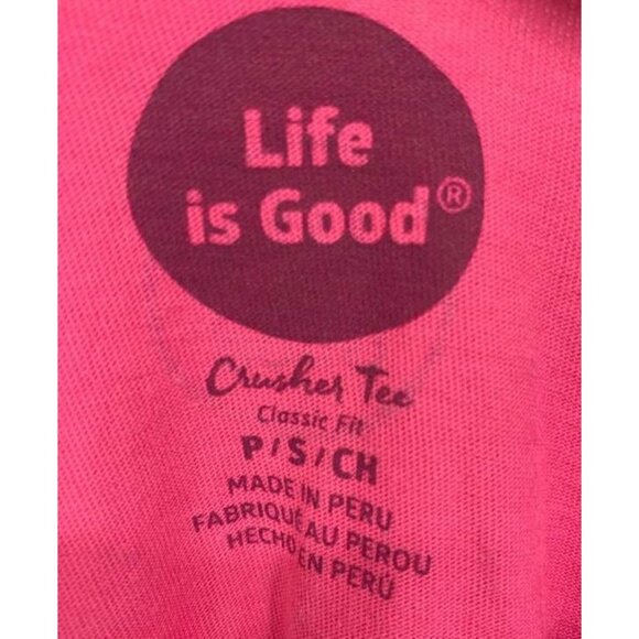 Life Is Good Top Size Small Pink Crusher T-Shirt V-Neck Short Sleeve New B13 - Picture 7 of 9